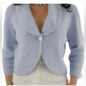 Hearts of palm-XL-pastel purple-Y2K-Angora fur,collared,cropped cardigan sweater